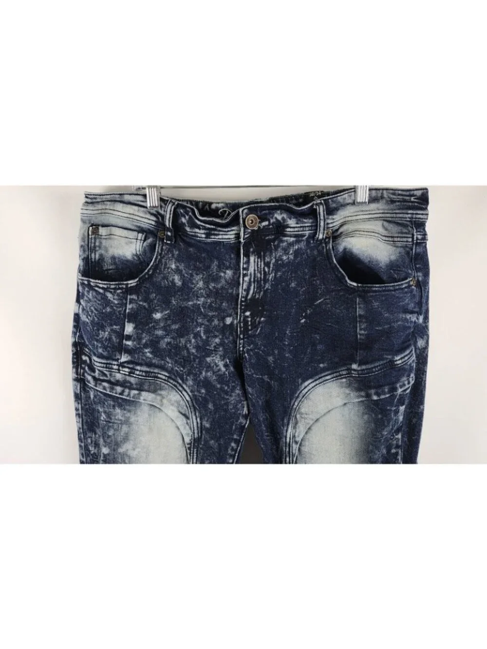 Dstrkt Jeans Mens 38x33 Blue Bleached Moto Biker Denim